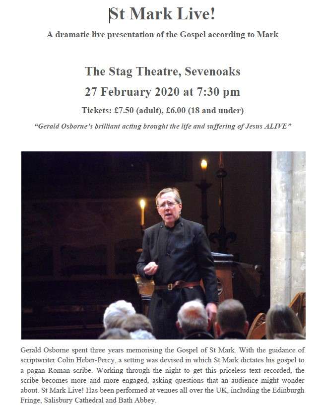 St Mark Live! A dramatic live presentation of the Gospel according to Mark